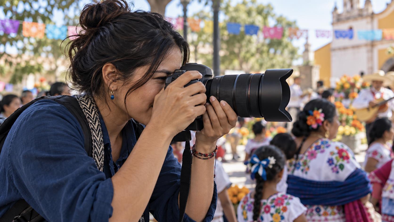 Fotógrafo documentando una historia comunitaria